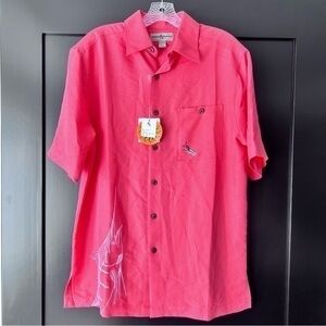 NWT Hook & Tackle Big Billy men’s coral short sleeve button down shirt size M